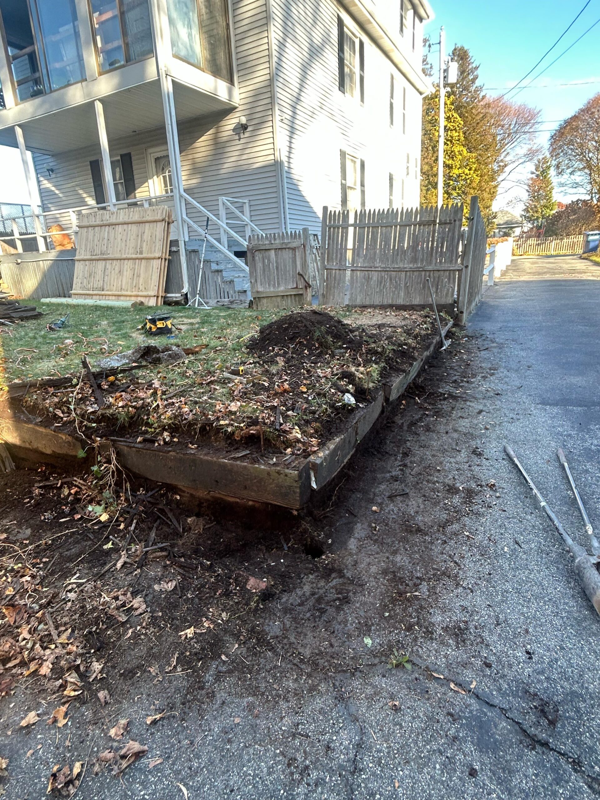 fencing installation before picture ab masonry landscaping