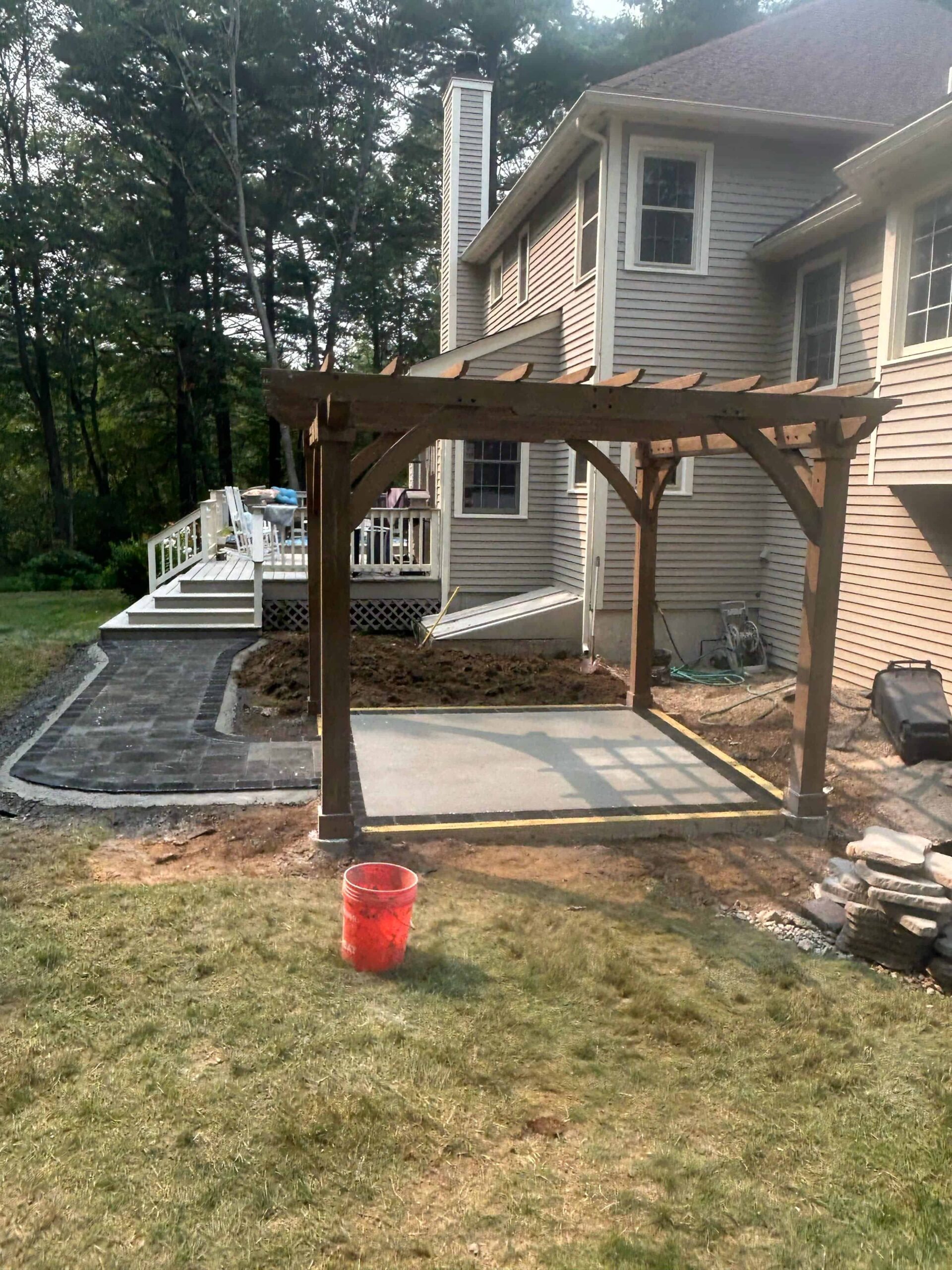 pergola and walkway contractor job by ab masonry landscaping